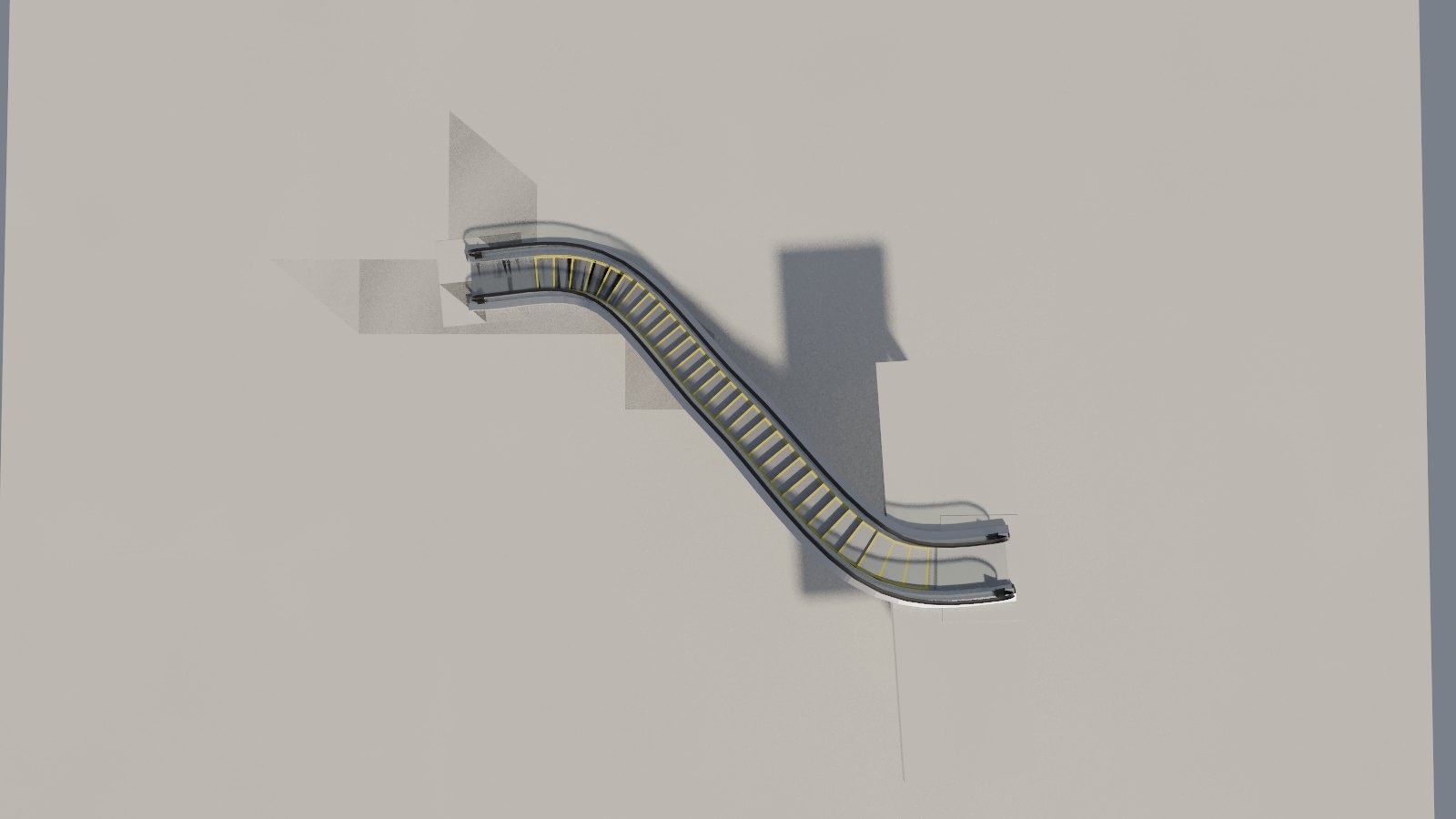 The escalator following an S-shaped path, seen from above