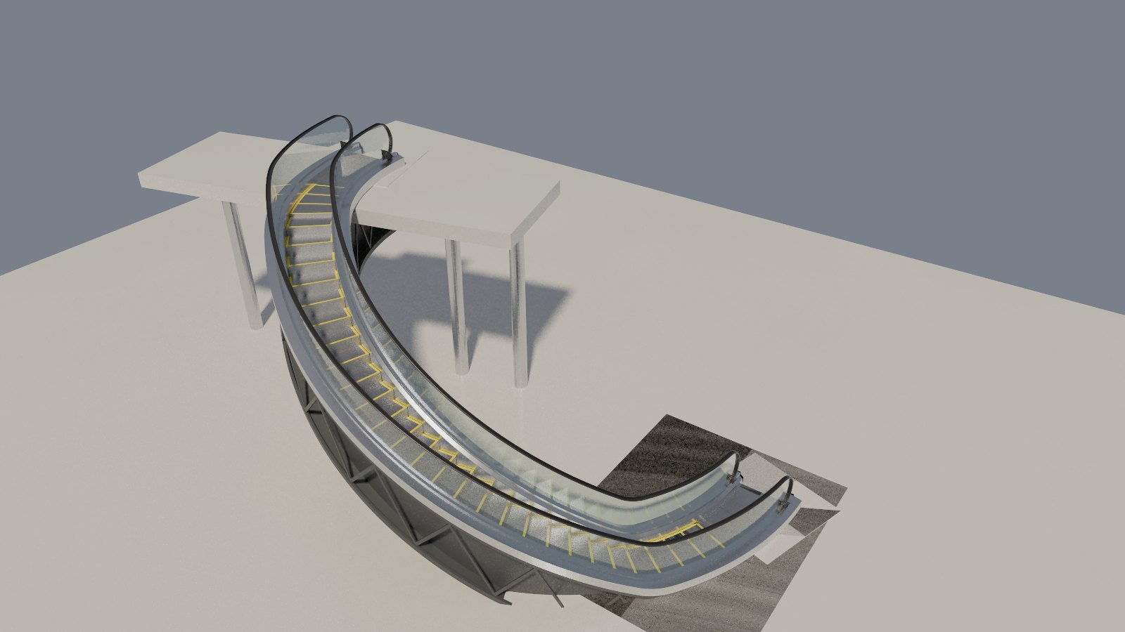 The procedural escalator on a circular path, winding up as a spiral